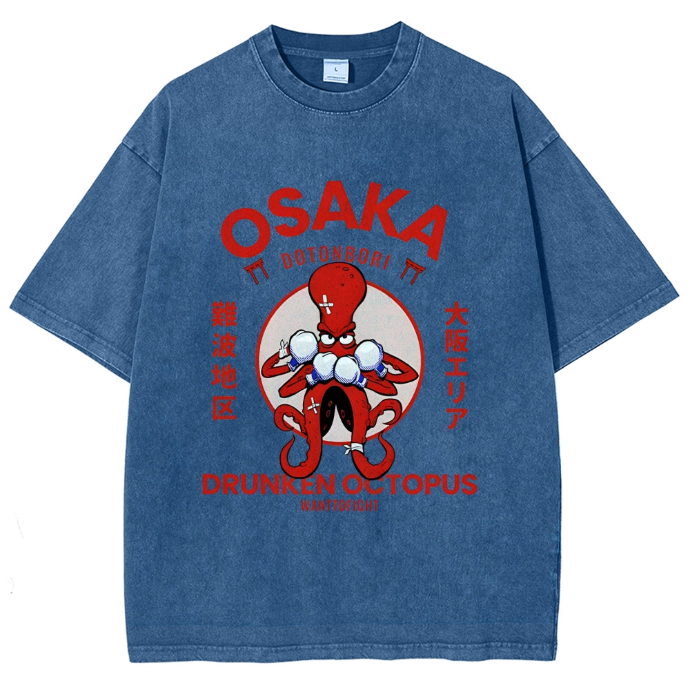 Osaka Octopus Monster Japan Washed T-Shirt