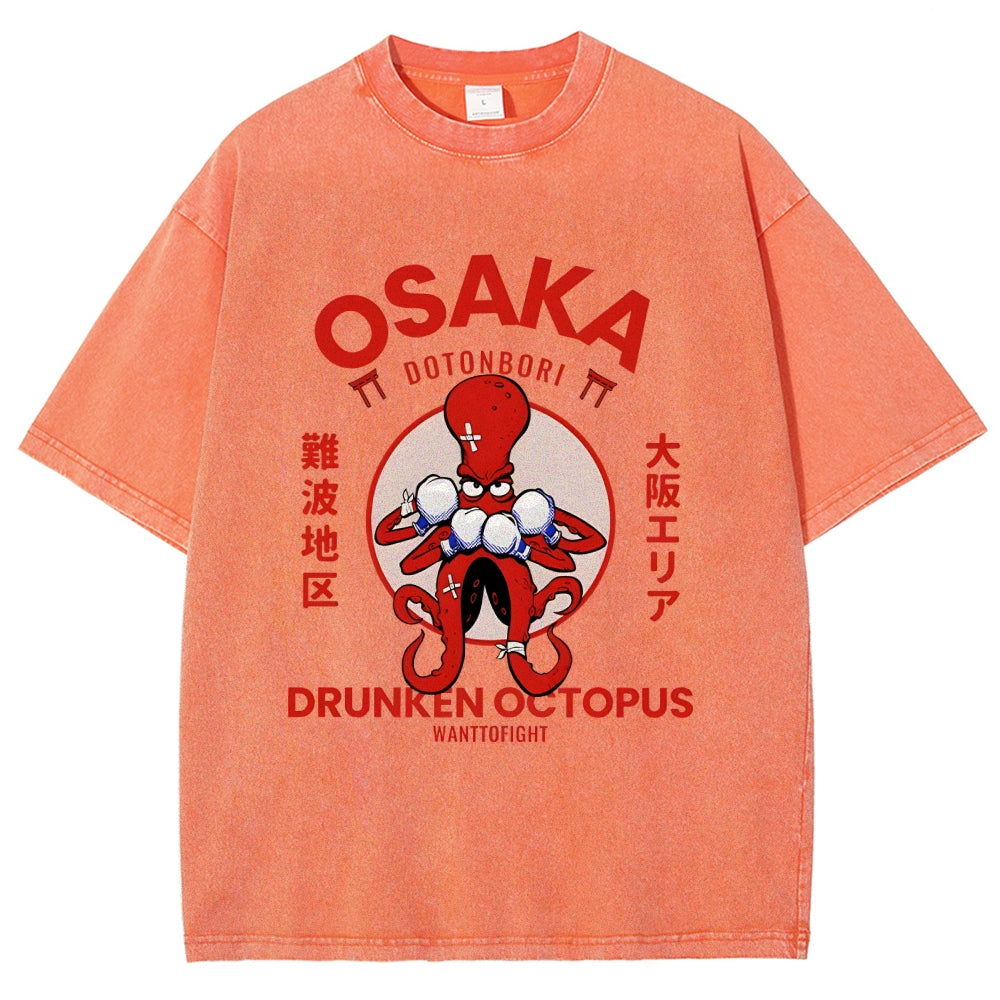 Osaka Octopus Monster Japan Washed T-Shirt