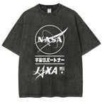 NASA JAXA Space Partners Universe Vintage Wash Japanese Design T-Shirt