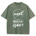 NASA JAXA Space Partners Universe Vintage Wash Japanese Design T-Shirt