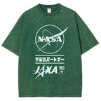 NASA JAXA Space Partners Universe Vintage Wash Japanese Design T-Shirt