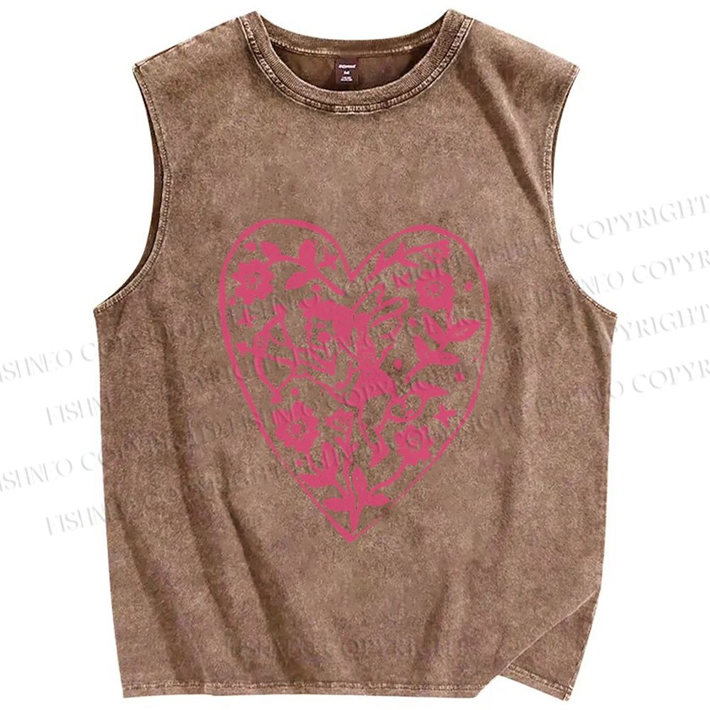 Unisex Cupid Printed Washed Tank Top