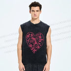Unisex Cupid Printed Washed Tank Top