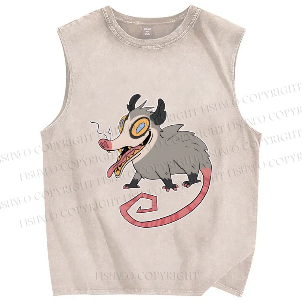 Unisex Crazy Opossum Printed Washed Tank Top