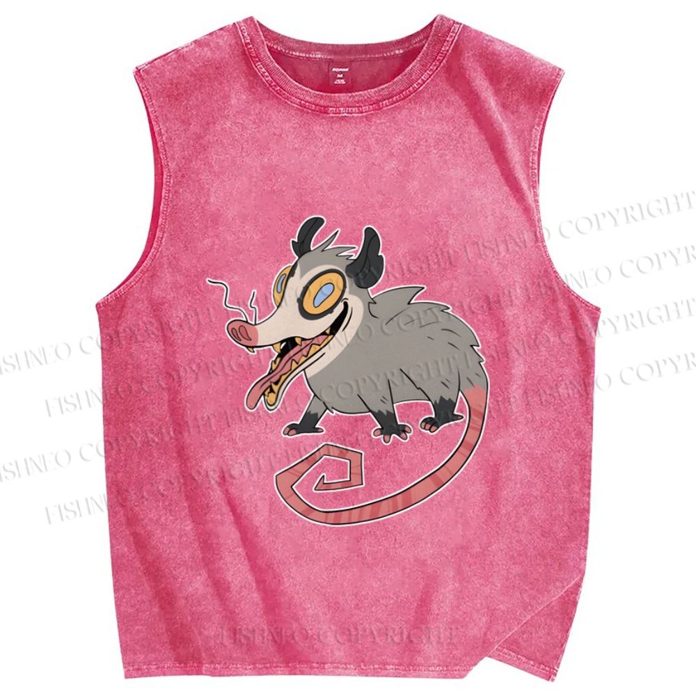 Unisex Crazy Opossum Printed Washed Tank Top