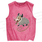 Unisex Crazy Opossum Printed Washed Tank Top
