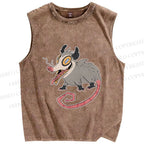 Unisex Crazy Opossum Printed Washed Tank Top