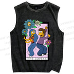 Unisex the Simpson The Lovers Printed Washed Tank Top