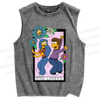 Unisex the Simpson The Lovers Printed Washed Tank Top