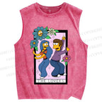 Unisex the Simpson The Lovers Printed Washed Tank Top