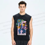 Unisex the Simpson The Lovers Printed Washed Tank Top
