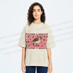 Unisex Cute Bird Printed Washed Tee