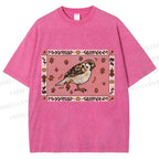 Unisex Cute Bird Printed Washed Tee