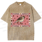 Unisex Cute Bird Printed Washed Tee