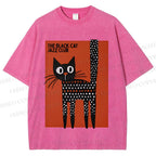 Unisex Black Cat Jazz Club Printed Washed Tee