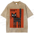 Unisex Black Cat Jazz Club Printed Washed Tee
