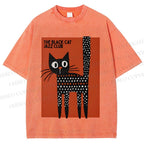Unisex Black Cat Jazz Club Printed Washed Tee