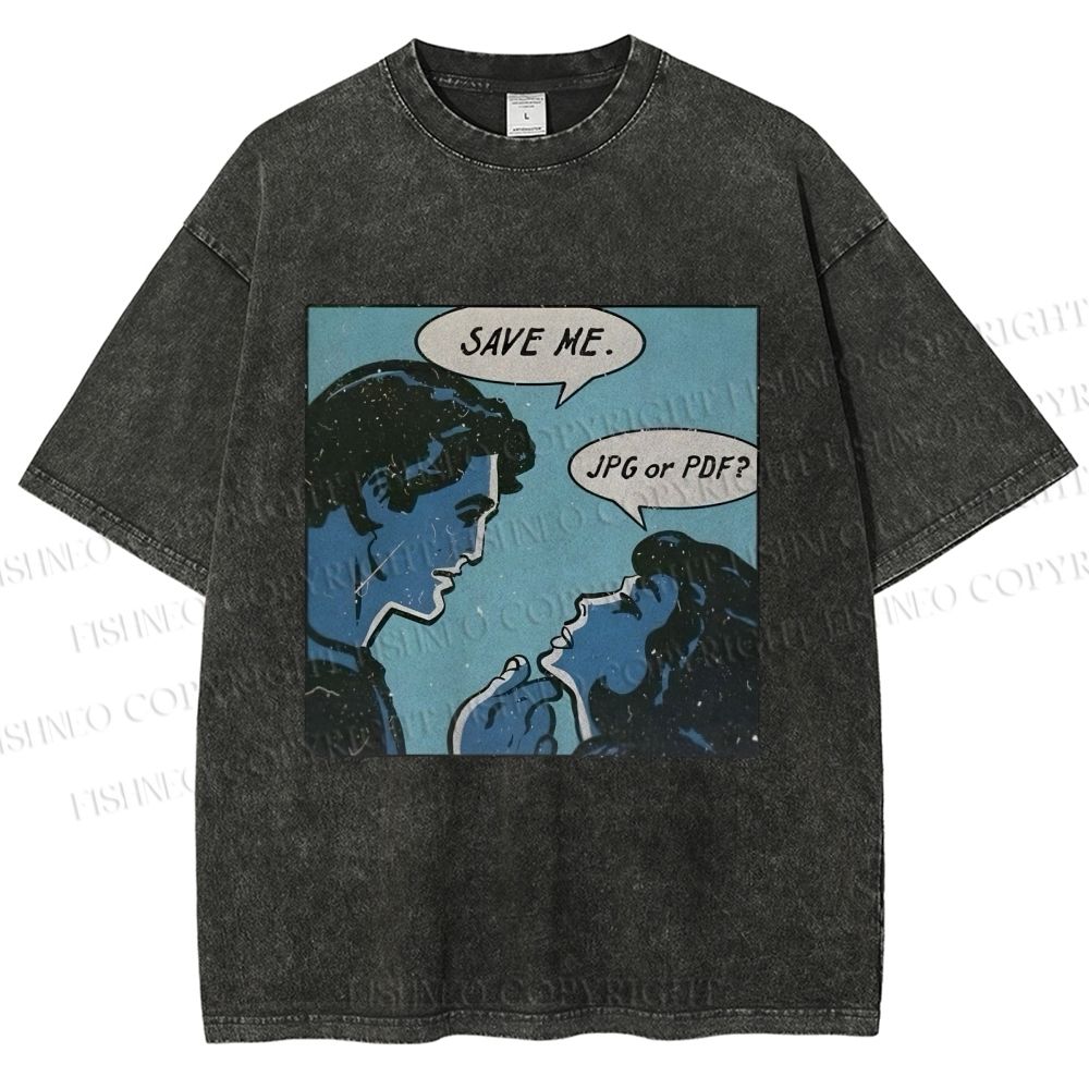 Unisex Funny Comic Printed Washed Tee