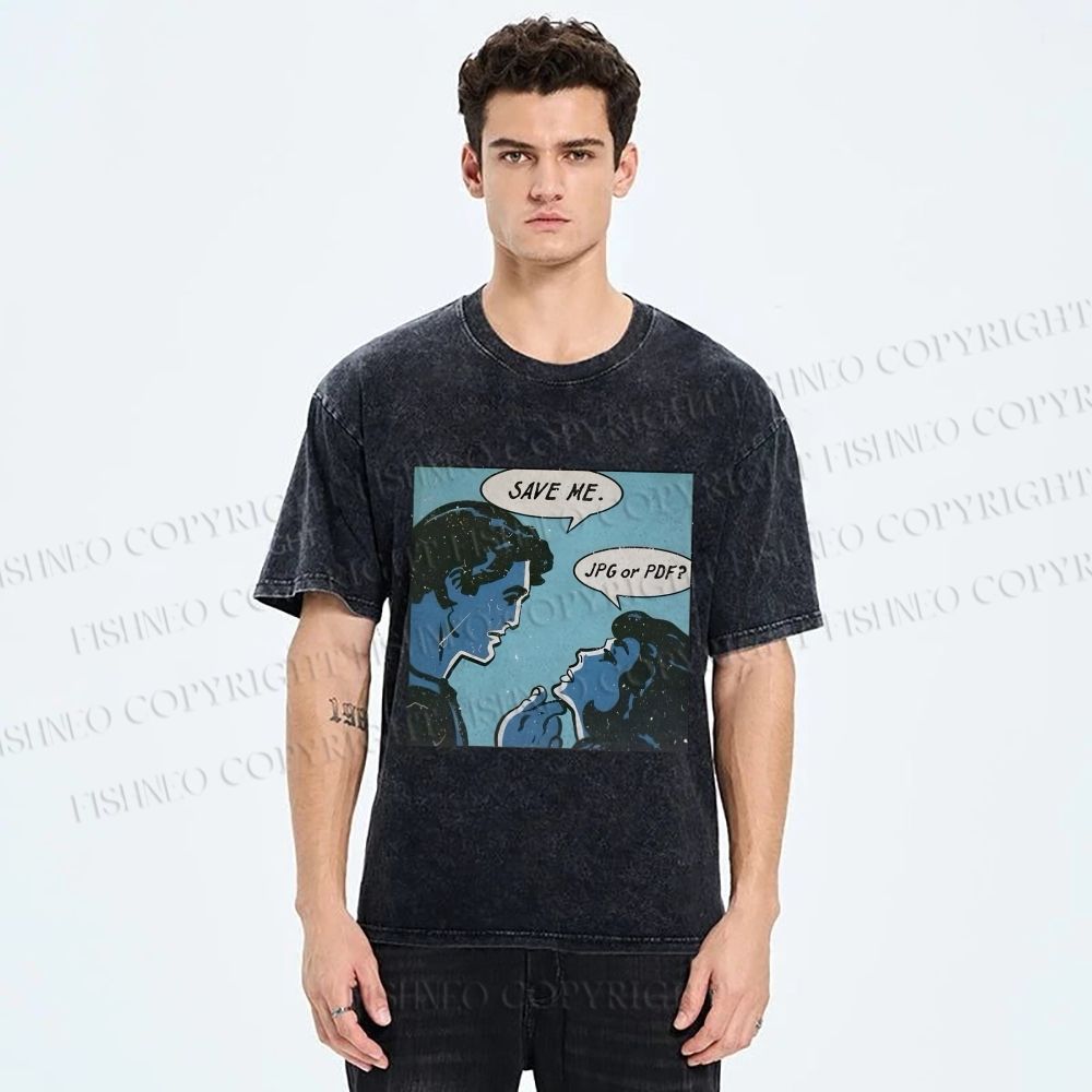 Unisex Funny Comic Printed Washed Tee