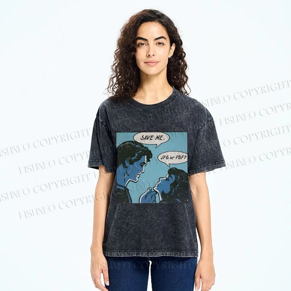 Unisex Funny Comic Printed Washed Tee