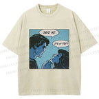 Unisex Funny Comic Printed Washed Tee