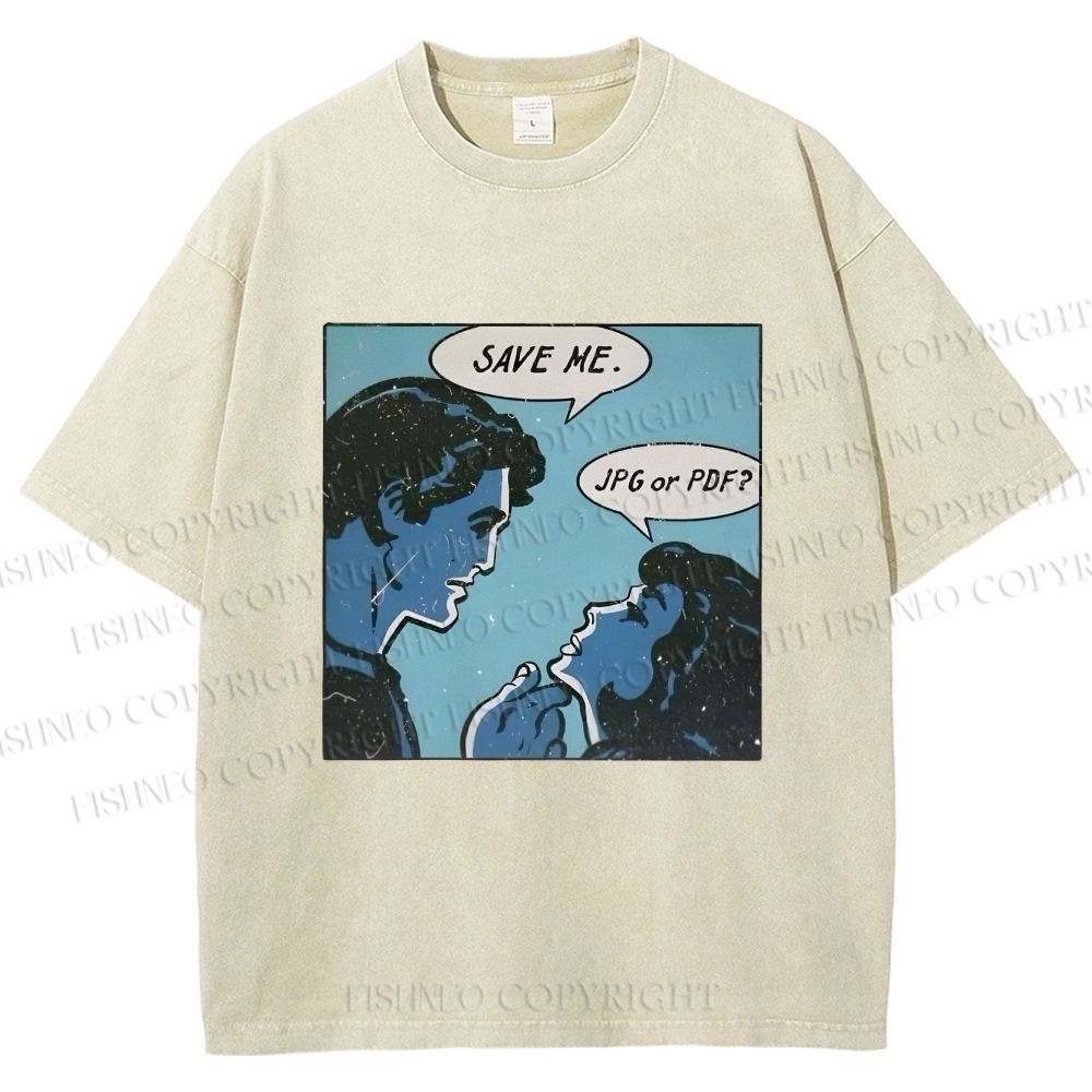 Unisex Funny Comic Printed Washed Tee