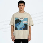 Unisex Funny Comic Printed Washed Tee