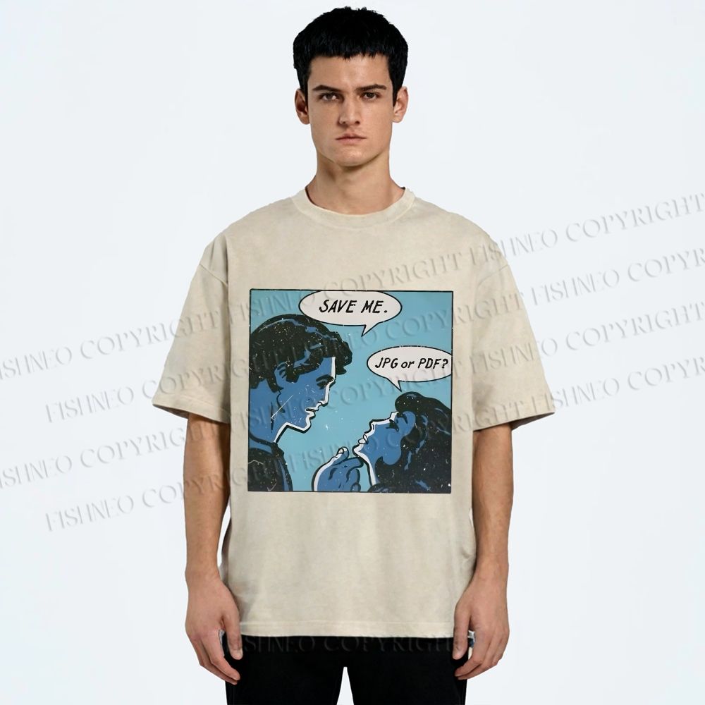 Unisex Funny Comic Printed Washed Tee