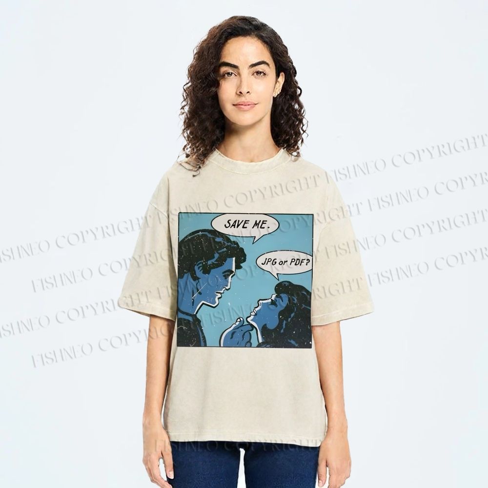 Unisex Funny Comic Printed Washed Tee