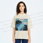 Unisex Funny Comic Printed Washed Tee