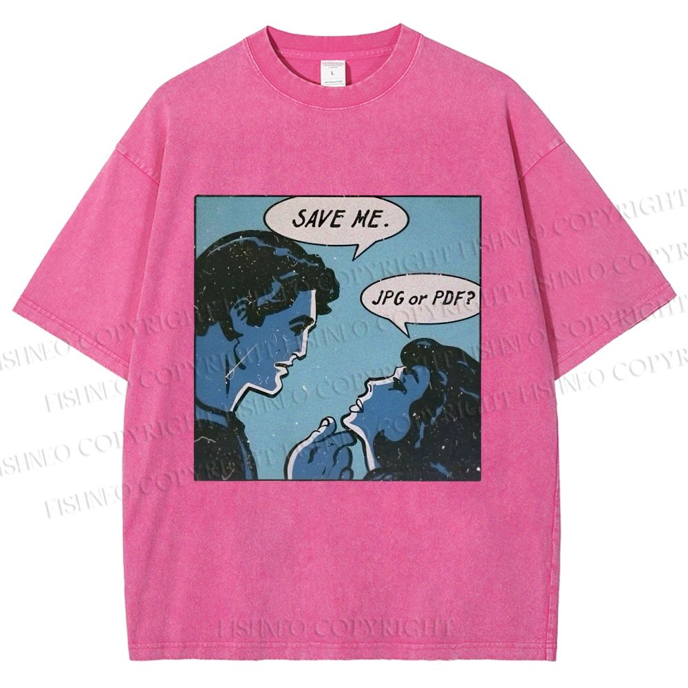 Unisex Funny Comic Printed Washed Tee
