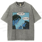 Unisex Funny Comic Printed Washed Tee