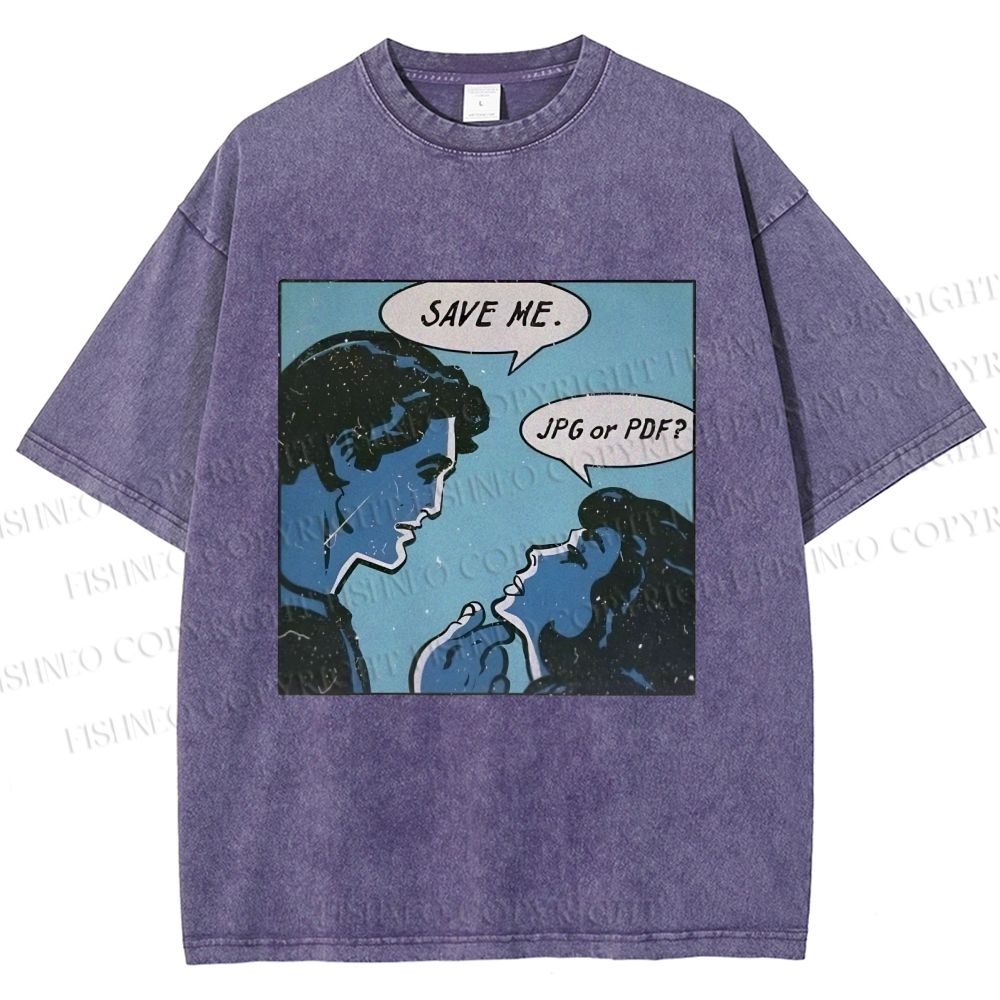 Unisex Funny Comic Printed Washed Tee