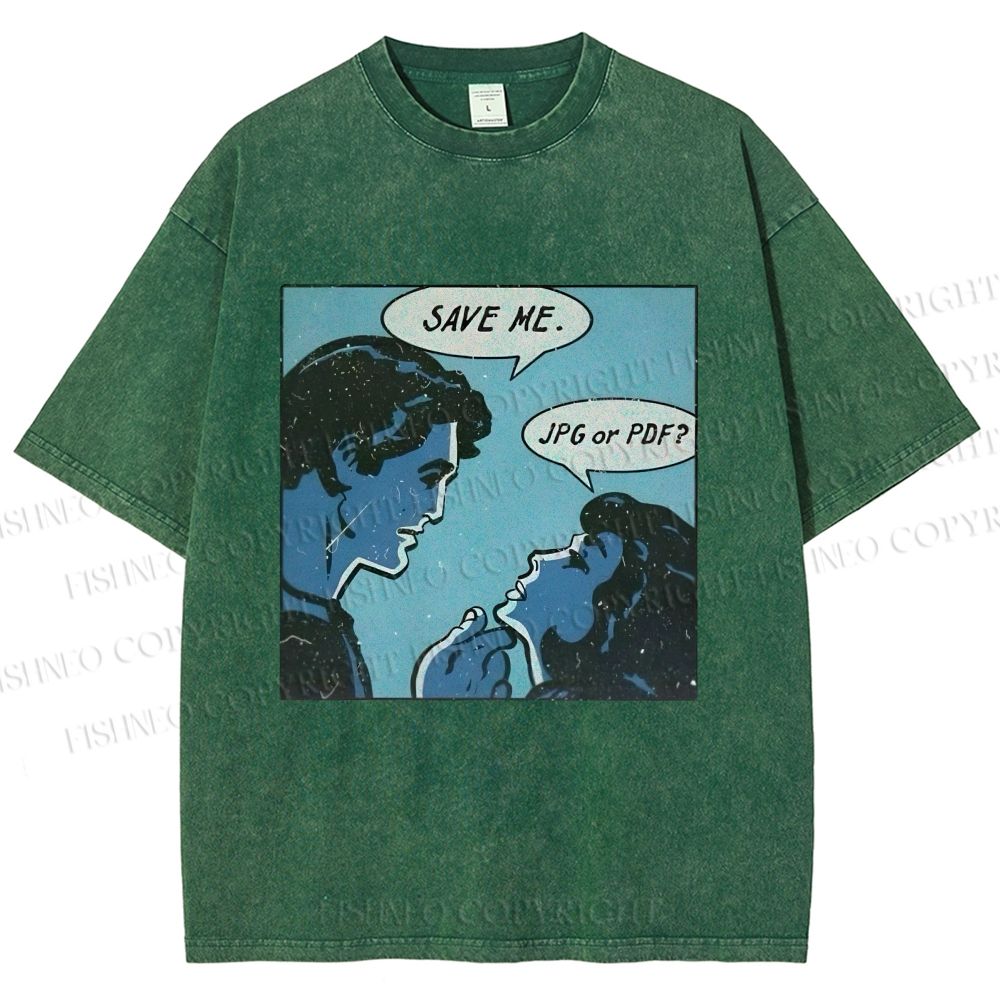Unisex Funny Comic Printed Washed Tee
