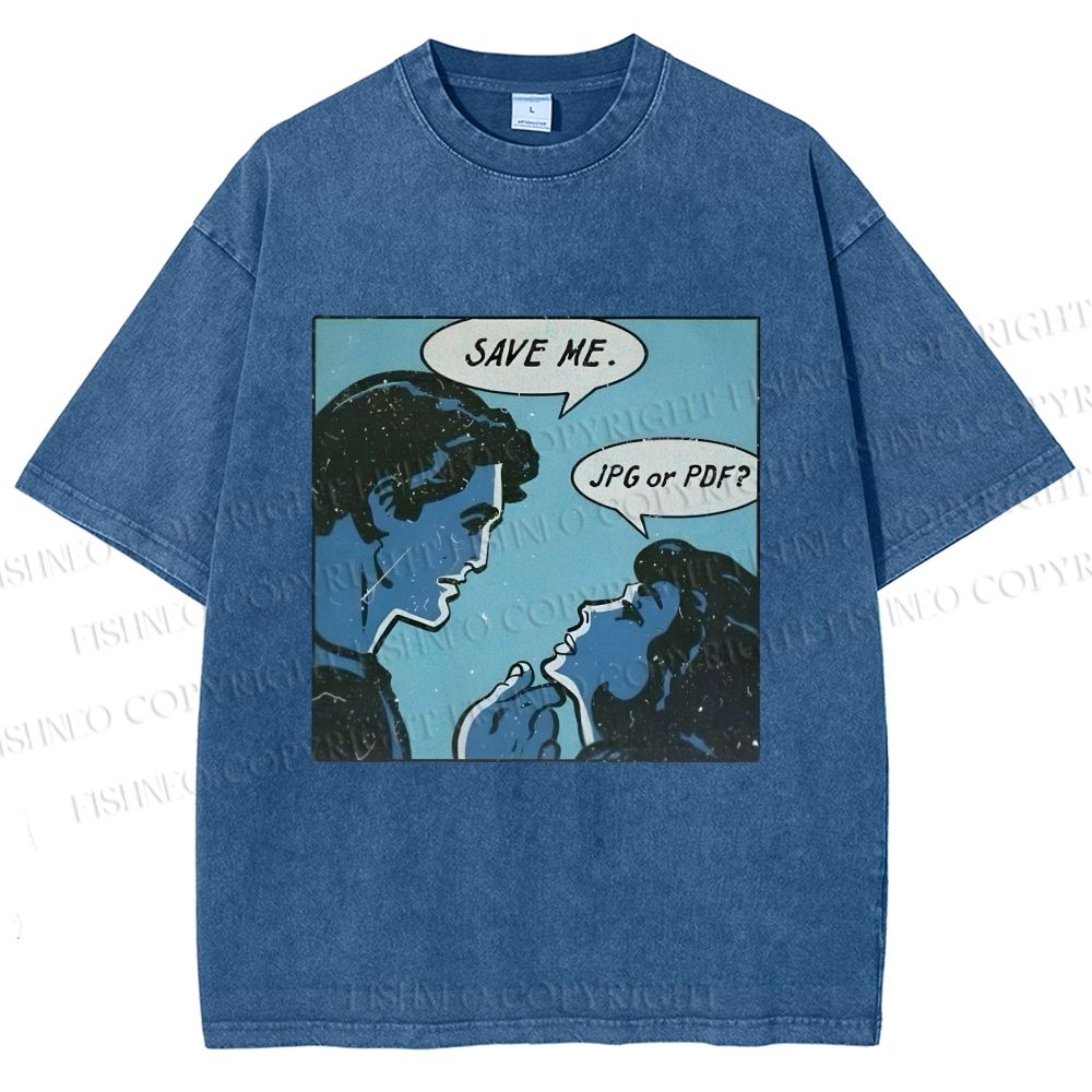Unisex Funny Comic Printed Washed Tee