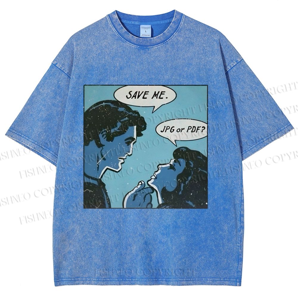 Unisex Funny Comic Printed Washed Tee