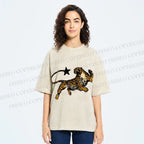 Unisex Panther Star Printed Washed Tee