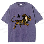 Unisex Panther Star Printed Washed Tee