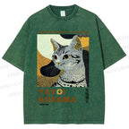 Unisex Yayoi Kusama Cat Printed Washed Tee