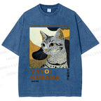 Unisex Yayoi Kusama Cat Printed Washed Tee