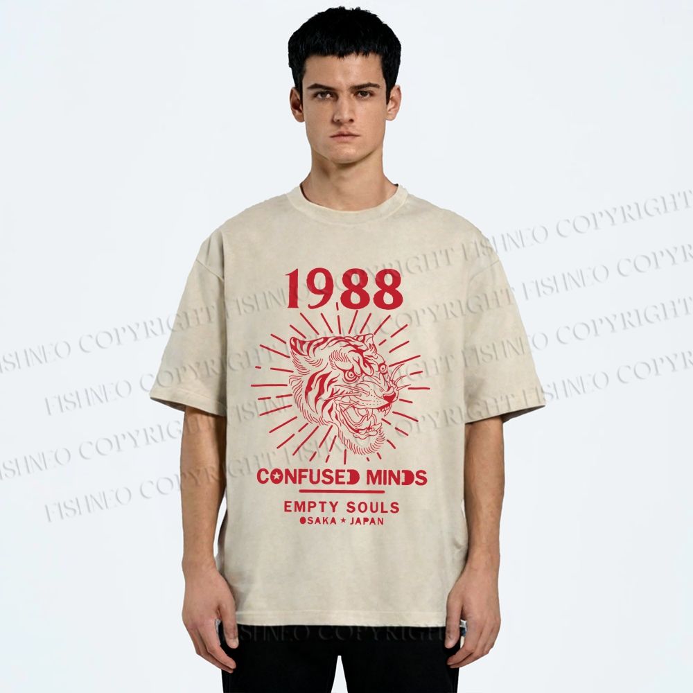 Unisex Roar Of The Tiger Printed Washed Tee