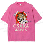 Unisex Vintage Osaka Baseball Club Printed Washed Tee