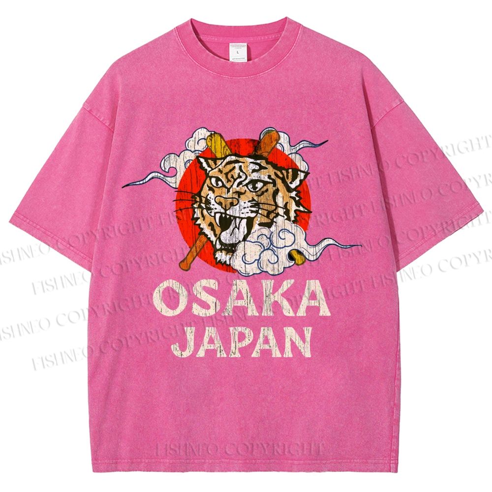 Unisex Vintage Osaka Baseball Club Printed Washed Tee