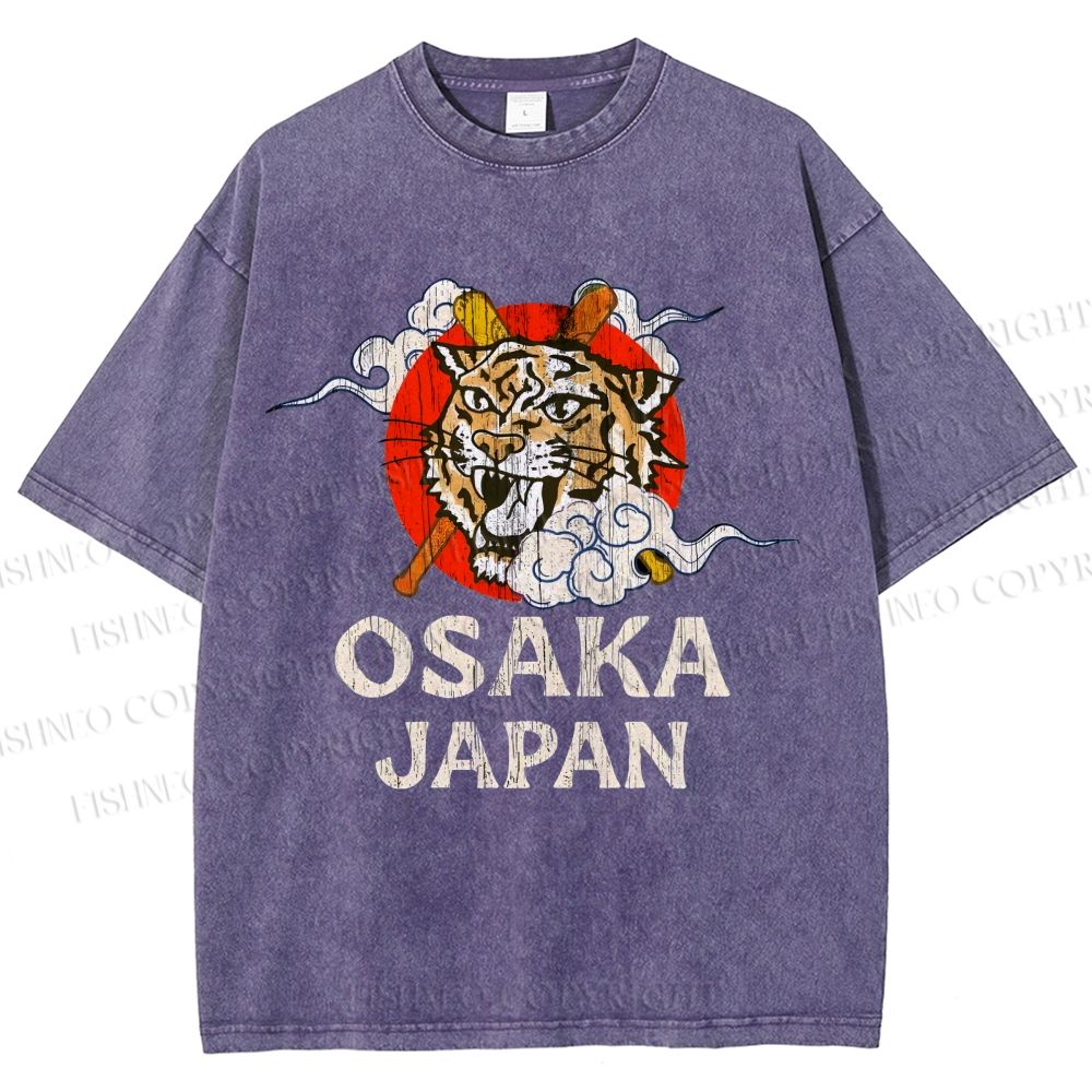 Unisex Vintage Osaka Baseball Club Printed Washed Tee