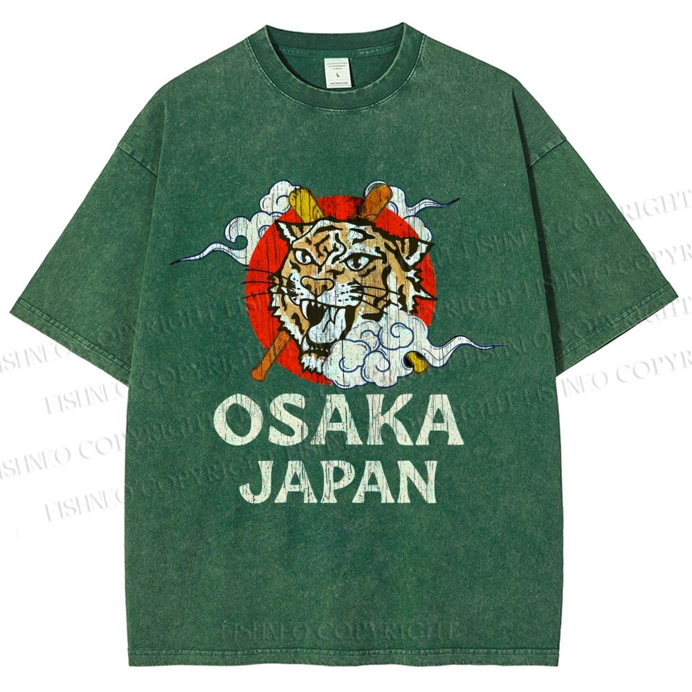 Unisex Vintage Osaka Baseball Club Printed Washed Tee