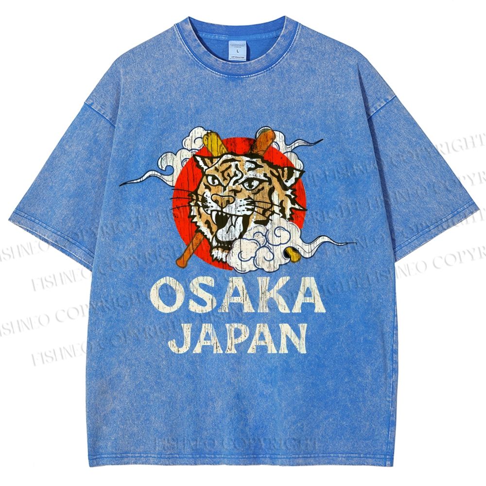 Unisex Vintage Osaka Baseball Club Printed Washed Tee