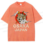 Unisex Vintage Osaka Baseball Club Printed Washed Tee