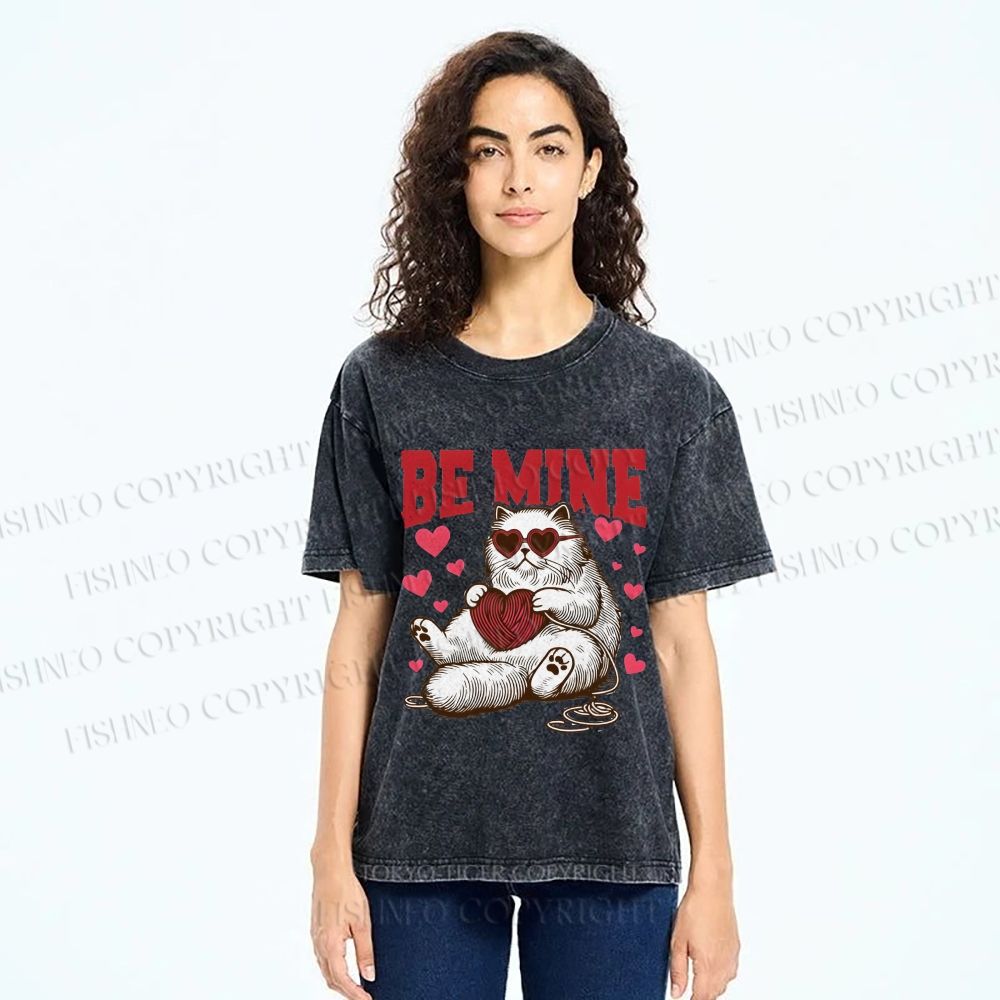 Unisex Be Mine Printed Washed Tee