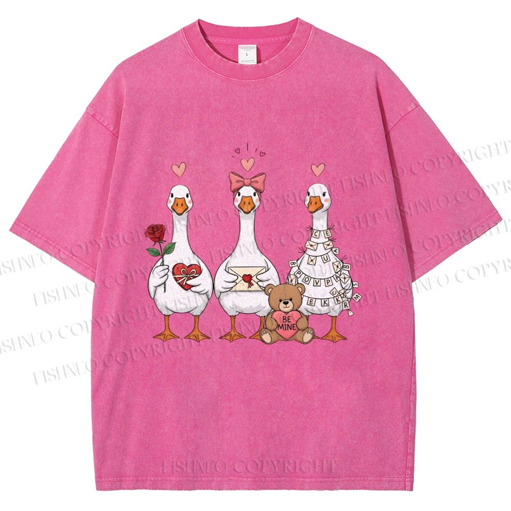 Unisex Love Of Goose Printed Washed Tee