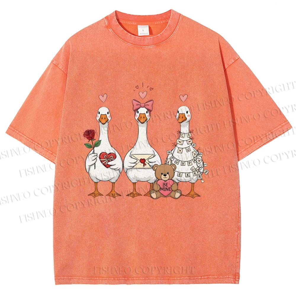 Unisex Love Of Goose Printed Washed Tee